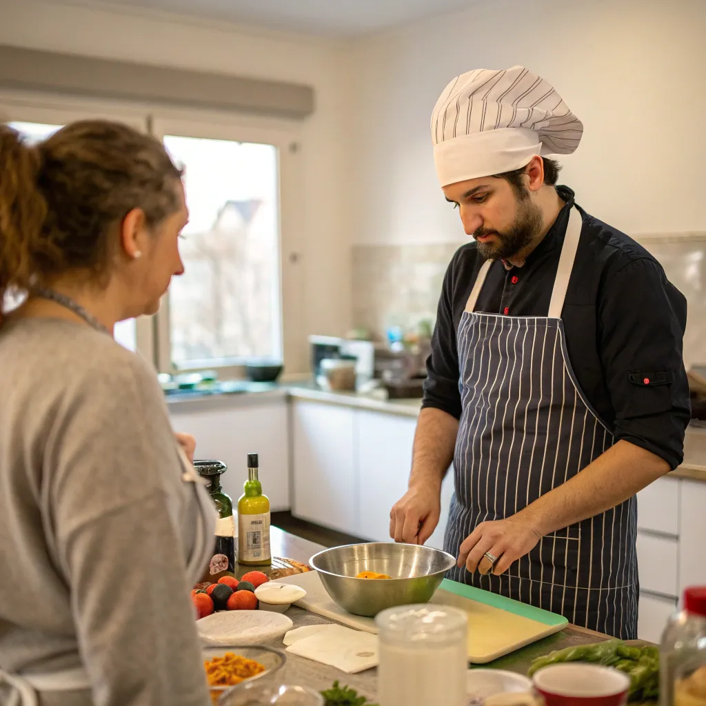 A aspiring home chef learning from the course